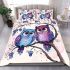 Two cute purple and blue owls sitting on the branch bedding set