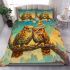 Two owls in love looking at each other with an owl family bedding set