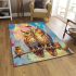 Two owls in love looking at each other with an owl family area rugs carpet