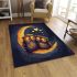 Two owls in love sitting on the crescent moon area rugs carpet