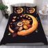 Two owls in love sitting on the crescent moon bedding set