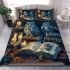 Two owls sitting on top of books bedding set