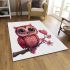 Valentine pink cute owl with big eyes area rugs carpet