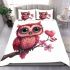 Valentine pink cute owl with big eyes bedding set