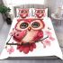 Valentine pink cute owl with big eyes bedding set