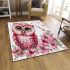 Valentine pink cute owl with flowers area rugs carpet