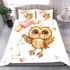 Valentine's day cute baby gold owl with hearts clipart bedding set