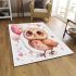 Valentine's day cute baby gold owl with hearts clipart area rugs carpet