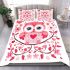 Valentine's day cute pink owl with flowers and heart bedding set