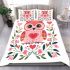 Valentine's day cute pink owl with flowers and heart bedding set