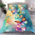 Vertical ai illustration of colorful butterflies bedding set