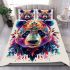 Vibrant and colorful panda design with intricate patterns bedding set