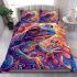 Vibrant and psychedelic illustration of an adorable frog bedding set