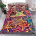 Vibrant and psychedelic illustration of an adorable frog bedding set