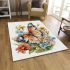 Vibrant butterfly resting on bouquet of flowers area rugs carpet