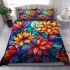 Vibrant colorful floral display bedding set