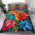 Vibrant colorful rose garden bedding set