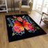 Vibrant floral butterfly artwork area rugs carpet