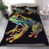 Vibrant frog in the style of psychedelic bedding set