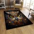 Vibrant majesty colorful owl on branch area rugs carpet