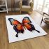 Vibrant orange and black butterfly portrait area rugs carpet