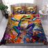 Vibrant painting of an happy dancing frog bedding set