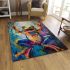 Vibrant painting of an happy dancing frog area rugs carpet