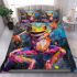 Vibrant painting of an happy dancing frog bedding set