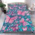 Vibrant pattern of pink and turquoise butterflies bedding set