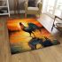 Vibrant rooster in serene forest setting area rugs carpet