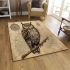 Vintage wisdom owl on world map area rugs carpet