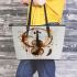 Violin coffee and dream catcher leather tote bag