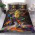 Vividly colored frog dancing on its hind legs bedding set