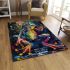 Vividly colored frog dancing on its hind legs area rugs carpet