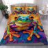 Vividly colored psychedelic cute frog bedding set