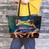 Vividly colored psychedelic cute frog leaather tote bag