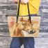 Watercolor beautiful elegant light brown horse leather tote bag