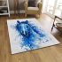 Watercolor blue horse area rugs carpet