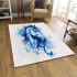 Watercolor blue horse area rugs carpet