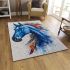 Watercolor blue horse area rugs carpet