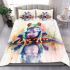 Watercolor cute adorable colorful tree frog bedding set