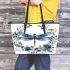 Watercolor dark blue dragonfly with gold leather tote bag