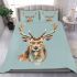 Watercolor deer head with antlers bedding set