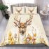 Watercolor deer light beige background with fall colors bedding set