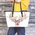 Watercolor deer with a floral crown leather totee bag