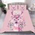 Watercolor deer with a floral crown bedding set