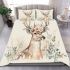 Watercolor deer with a floral crown and antlers bedding set