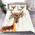 Watercolor deer with colorful flower crown bedding set