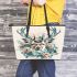 Watercolor deer with flowers leather totee bag