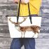 Watercolor deer with large antlers leather totee bag